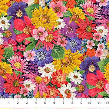 Bavlněná látka Hide and seek flowers on multi DP