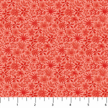 Bavlněná látka Hide and seek flowers on red