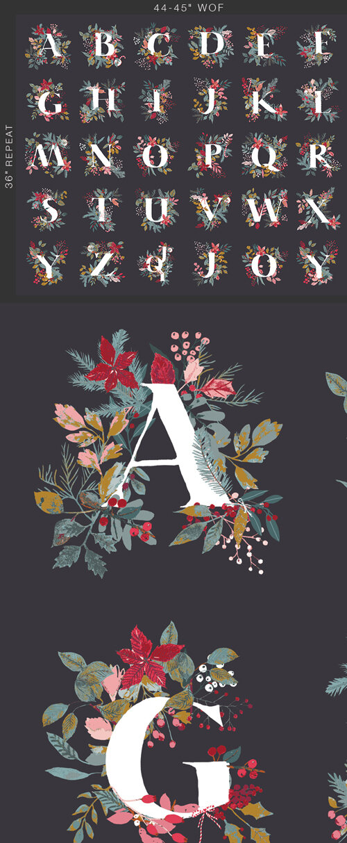 Bavlněná látka Panel Jingle All the Letters Panel