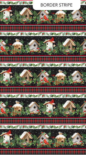 Bavlněná látka Winter Song boarder stripes Digital Print