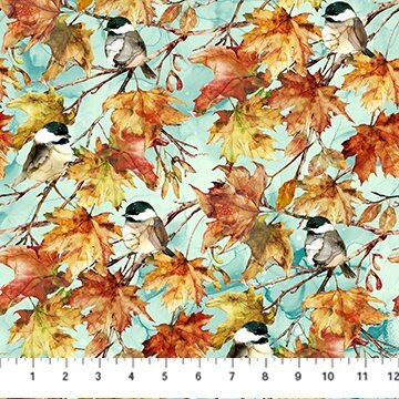 Bavlněná látka birds on mint - Digital Print