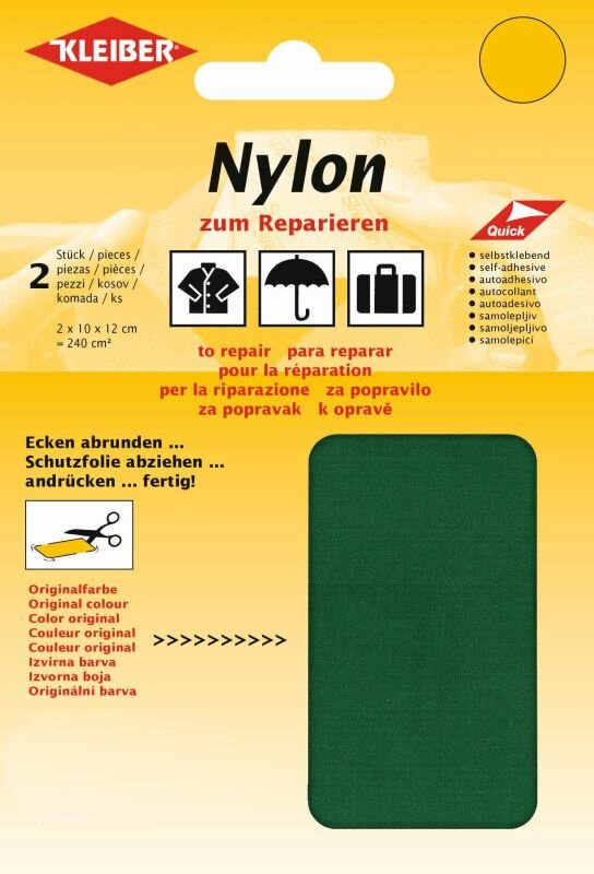 43040 Nylonová záplata samolepicí, 2 ks 10×12 cm, zelená