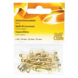 C112003-00000 Zapínací špendlíky, velikost: 27/32/44 mm, zlaté, 12 ks.