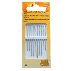 C132821-00000 Vyšívacie ihly s ostrými a tupými hrotmi, 10 ks, strieborné