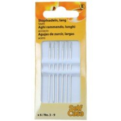 C134039-00000 Darning Needles, dlhé, veľkosť: 3-9, 6 ks, strieborné