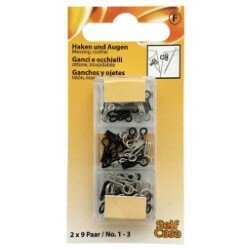 C195133-00000 Sada háků a oček, vel.1-3, 18 ks, stříbrné a černé