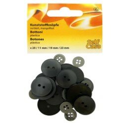 C241006-00000 
Knoflíky, různé 25 ks, šedé (5 x 23 mm, 8 x 19 mm, 12 x 11 mm)